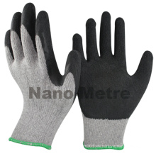 NMSAFETY guantes de látex negro recubiertos de polycotton gris